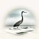 sandhill crane standing in water near hurricane street sign with storm rolling in over head  tattoo design idea