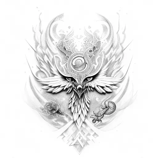 resurgimiento del ave fenix tattoo design idea