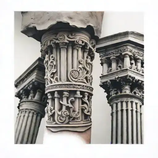 Roman pillar that wraps around forearm  tattoo design idea
