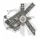 An intricate dotwork design featuring a cross and a calculator symbolizing your occupation as an estimator tattoo design idea