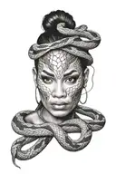 black mamba snake wrapped women face tattoo design idea
