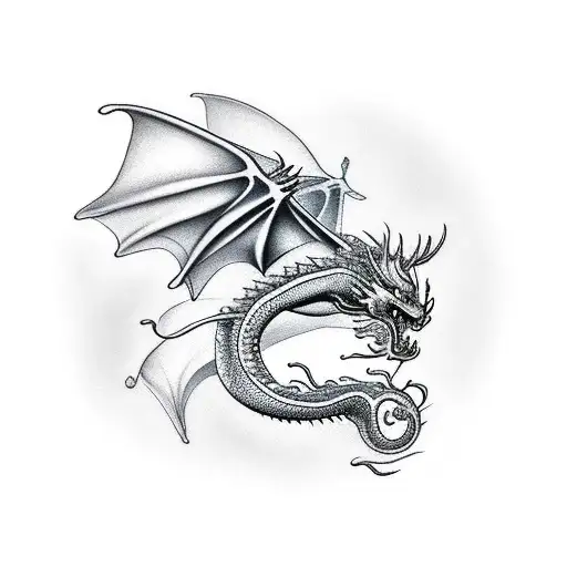 Tiny flying dragon  tattoo design idea