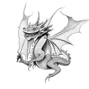 Tiny fantasy dragon small lines tattoo design idea