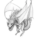 Tiny fantasy dragon small lines tattoo design idea