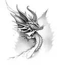 Tiny fantasy dragon small lines tattoo design idea