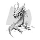 Tiny fantasy dragon small lines tattoo design idea
