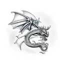 Tiny flying dragon  tattoo design idea