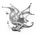 Tiny flying dragon  tattoo design idea
