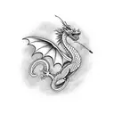 Tiny flying dragon  tattoo design idea