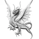 Tiny flying dragon  tattoo design idea