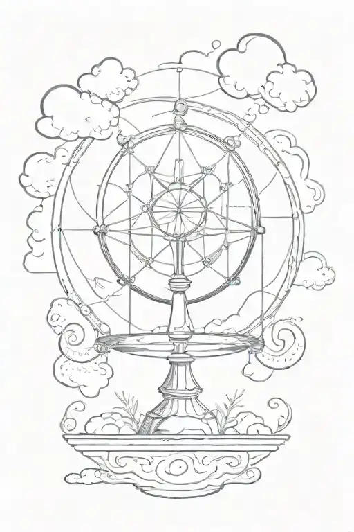 armillary sphere with clouds surrounding tattoo design idea