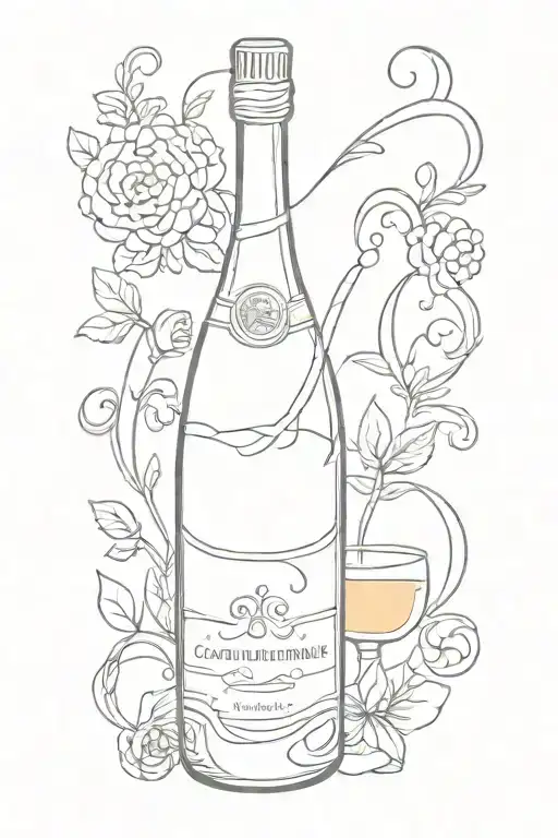 champagne problems tattoo black grey style tattoo design idea