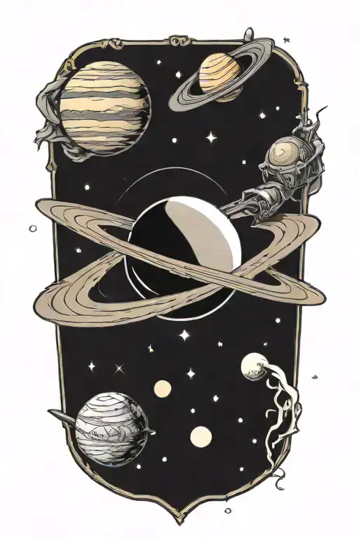 saturn planet tattoo design idea