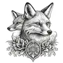 fox with two crows tattoo design idea