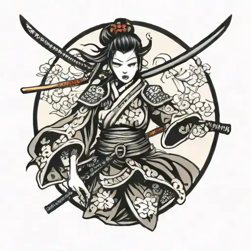 samurai lady tattoo design idea