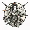 samurai lady tattoo design idea