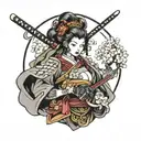 samurai lady tattoo design idea