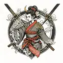 samurai lady tattoo design idea