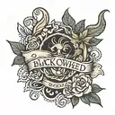 text black owned tattoo design idea