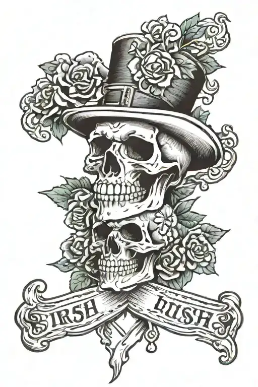 irish skull tattoo design idea