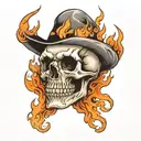 flaming skull tattoo design idea