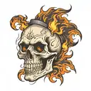 flaming skull tattoo design idea
