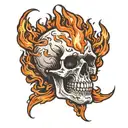 flaming skull tattoo design idea