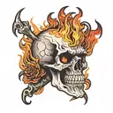 flaming skull tattoo design idea
