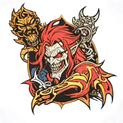Colored tattoo on the forearm from the anime Helsing Alucard in the form of a beast tattoo design idea