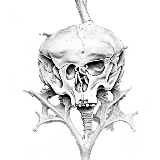 bones wrapped with ivy tattoo design idea