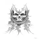 broken bones wrapped with ivy tattoo design idea