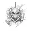 broken bones wrapped with ivy tattoo design idea