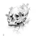 broken bones wrapped with ivy tattoo design idea