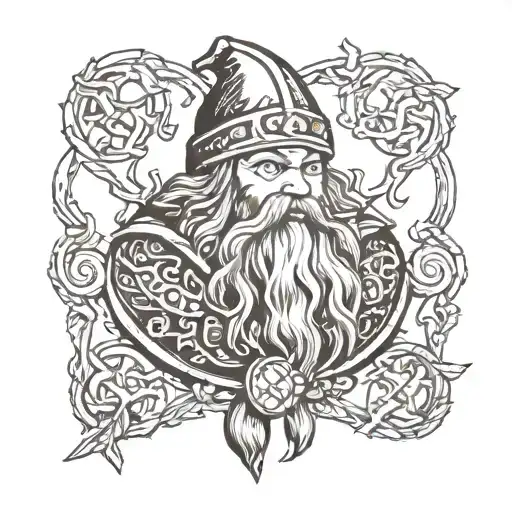 lord of the rings dwarf Nordic style tattoo design idea