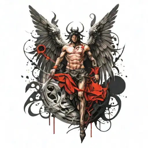 st michael killing lucifer tattoo design idea