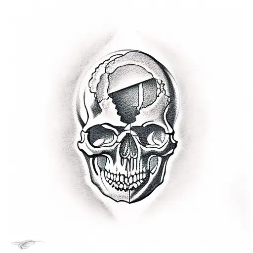 Skull, hourglass of time, Memento Mori tattoo design idea