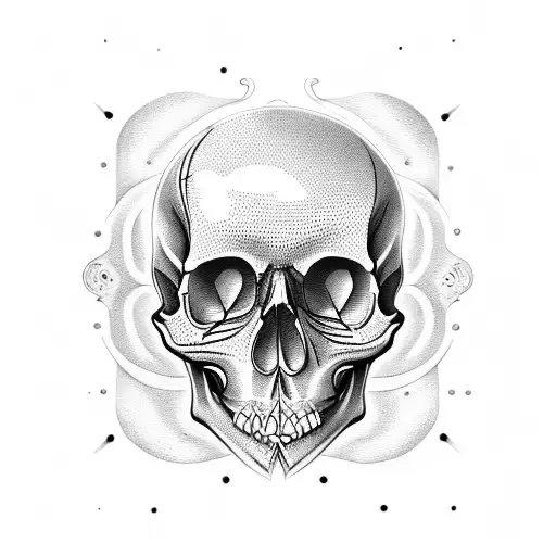 Skull, hourglass of time, Memento Mori tattoo design idea
