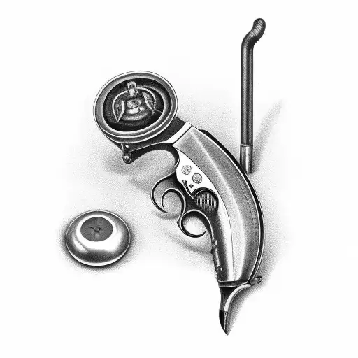 a pack of beechnut tobacco beside an old revolver tattoo design idea