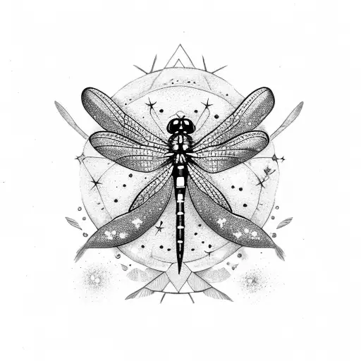 Dragonfly with stars and sparkles  tattoo design idea