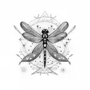 Dragonfly with stars and sparkles  tattoo design idea