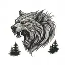 werewolf howling tattoo design idea