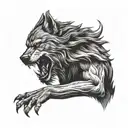 werewolf howling tattoo design idea
