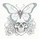 butterfly, skull, heart tattoo design idea