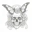 butterfly, skull, heart tattoo design idea