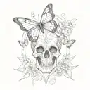 butterfly, skull, heart tattoo design idea