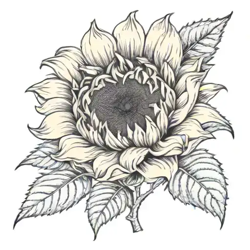 sunflower, anatomical heart, fire  tattoo design idea