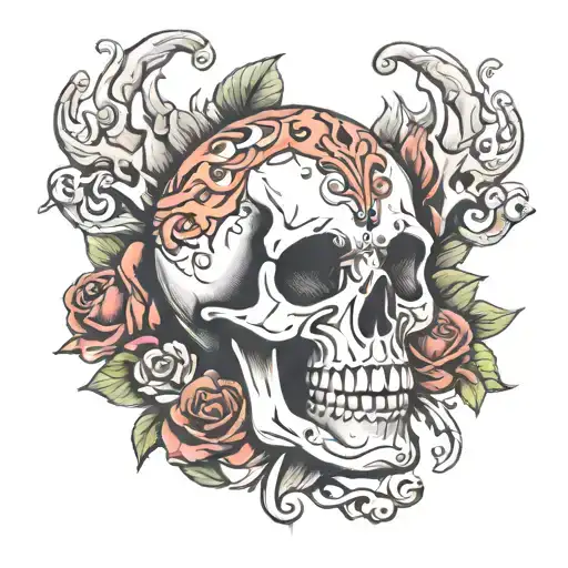 hand skull tattoo design idea