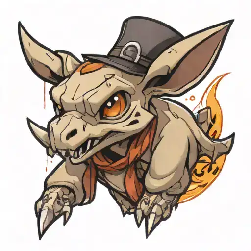 cubone Pokemon and mood tattoo design idea