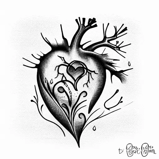 crying heart tattoo design idea