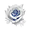 easy to draw rose with blue outlines for hand tattoo design idea